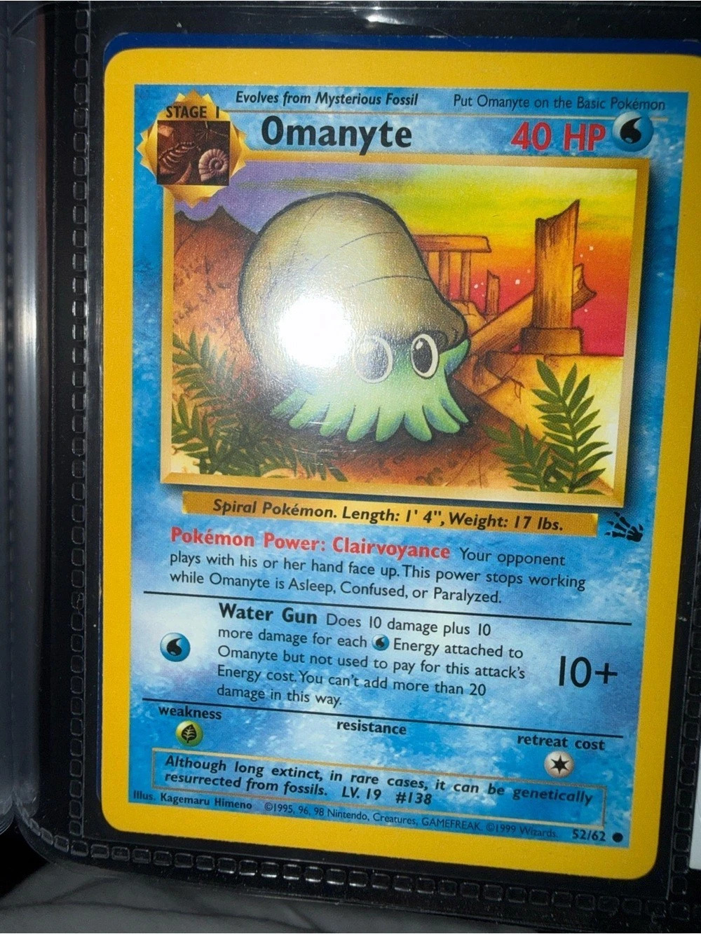 Pokémon Omanyte - 52/62 - Common (Fossil Unlimited) vintage